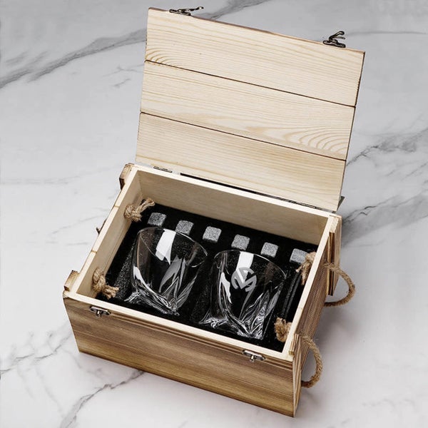 Premium Glass Gift Box with Stone Ice Cube Carousel 1