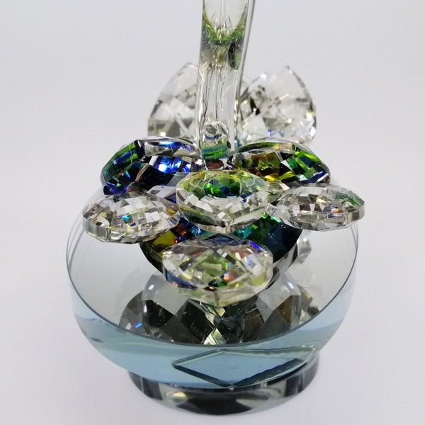 Iridescent Cut Glass Swans on Turnable Mirror Base63613781288195112