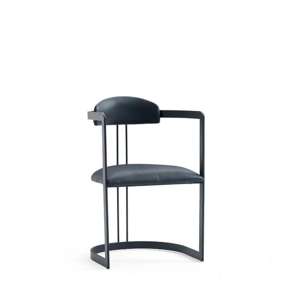 TNC Lunette Chair, Black Leather and Steel Frame Carousel 2