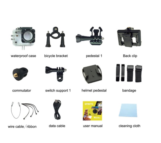 4K Action Camera - Waterproof 30m- Wifi - Accessory Included63617612740481112