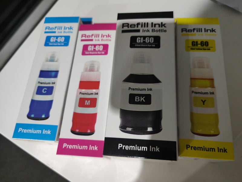 GI-60BK GI-60C GI-60M GI-60Y full set Comp.Ink Bottle for Canon G6060 G7060 Carousel 1