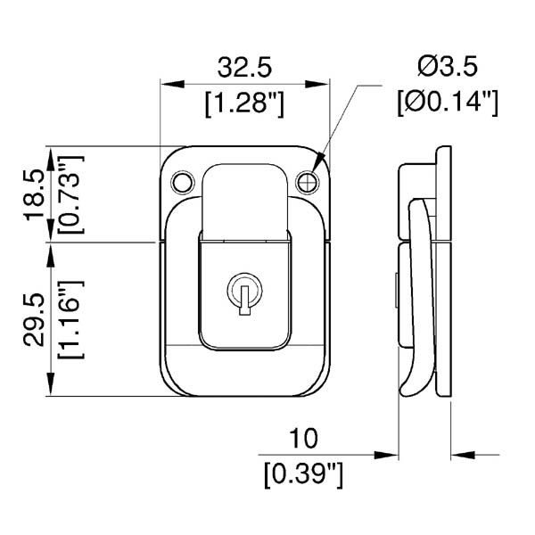 Penn Elcom - L1290C - Small Chrome Draw Bolt with Key Lock. Carousel 2