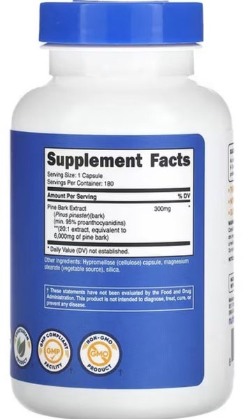 PINE BARK 6,000 MG 180 CAPS - ANTIOXIDANT - E0727 Carousel 2