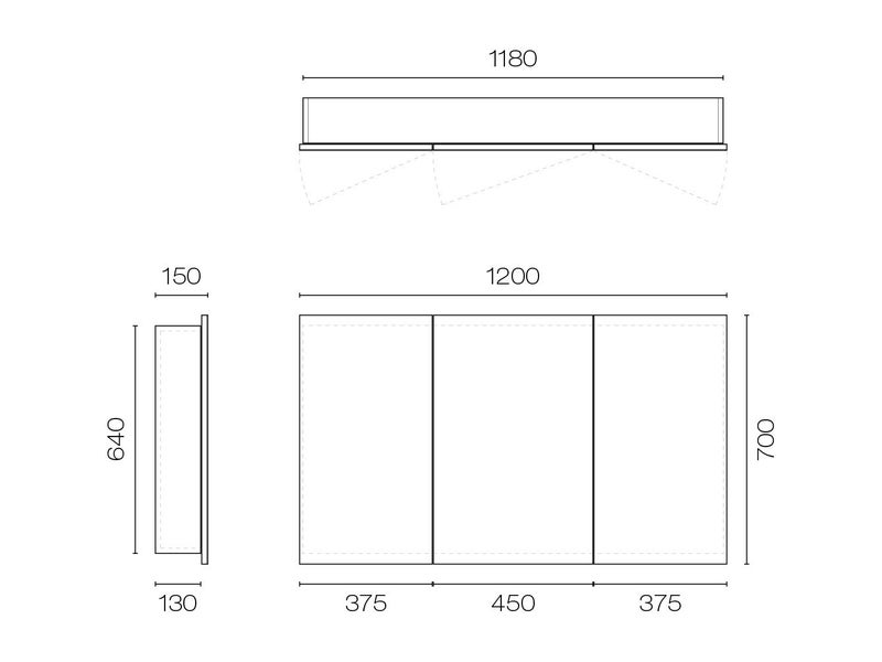 Mia 1200 Mirror Cabinet White Gloss *Excess Stock* Was $899 Carousel 2