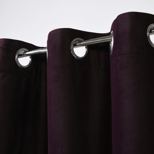 Cadence & Co Byron Matte Velvet 100% Blockout Eyelet Curtain Aubergine 180x223cm Carousel 2