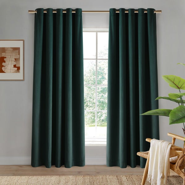 Cadence & Co. Byron Matte VelvetBlockout Eyelet Curtains Deep Teal 135x223cm Carousel 1