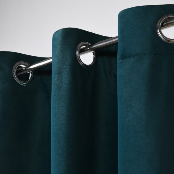 Cadence & Co. Byron Matte VelvetBlockout Eyelet Curtains Deep Teal 135x223cm Carousel 2
