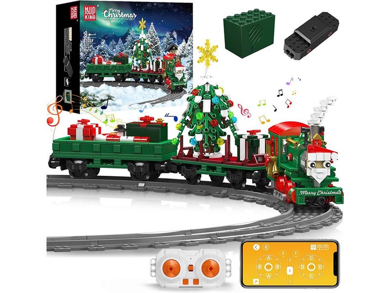 Christmas Train Building Block Kit, LED Light,Train Track Vehicle Model Building Carousel 1