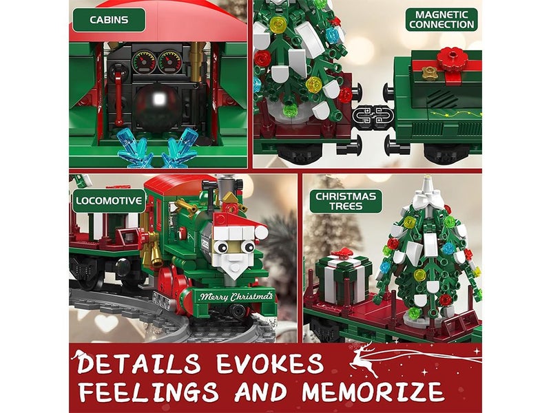 Christmas Train Building Block Kit, LED Light,Train Track Vehicle Model Building Carousel 2