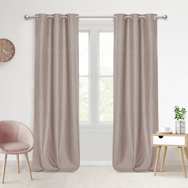 Sherwood Home 100% Blockout Eyelet Curtain Pair Cinnamon 225x223cm Carousel 1