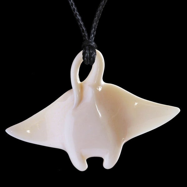 Manta Ray - Whai, hand crafted bone pendant Carousel 1