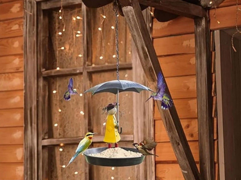 2 X Garden Bird Feeder Ornament Umbrella Girl Hanging Outdoor Decor Feeding Carousel 7