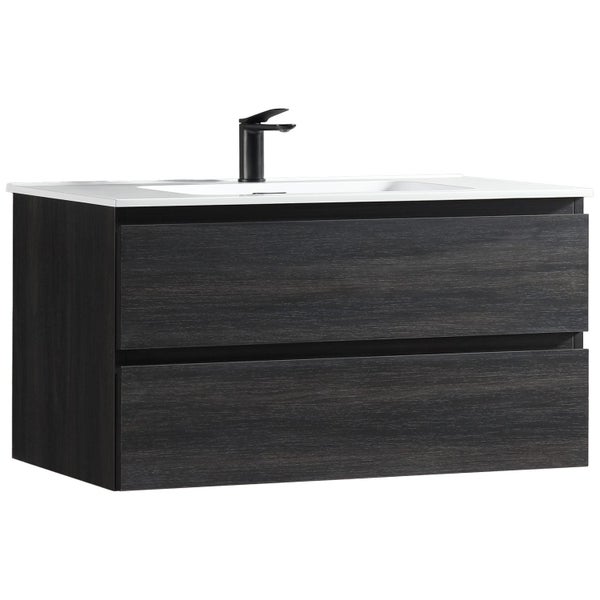 Soho Wall Vanity with Arc Top 800mm - Black Woodgrain Carousel 2
