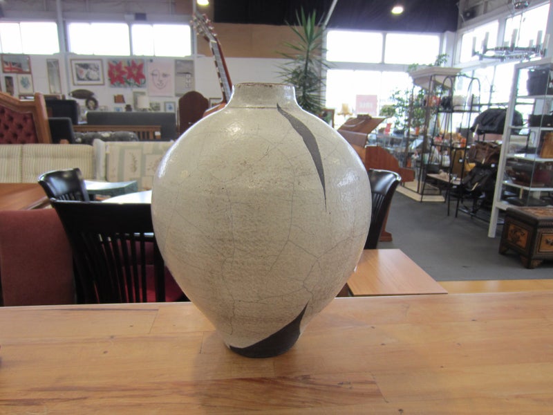 Raku White Crackle Glaze Vase Carousel 1