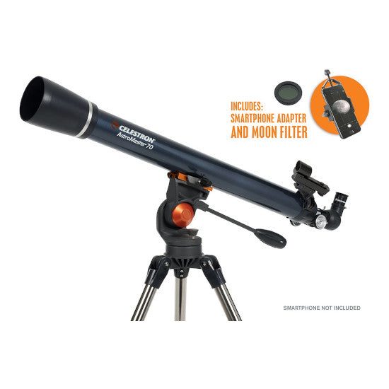 Celestron, Astromaster, 70AZ Telescope W/ Phone Adapter & Moon Filter Carousel 1