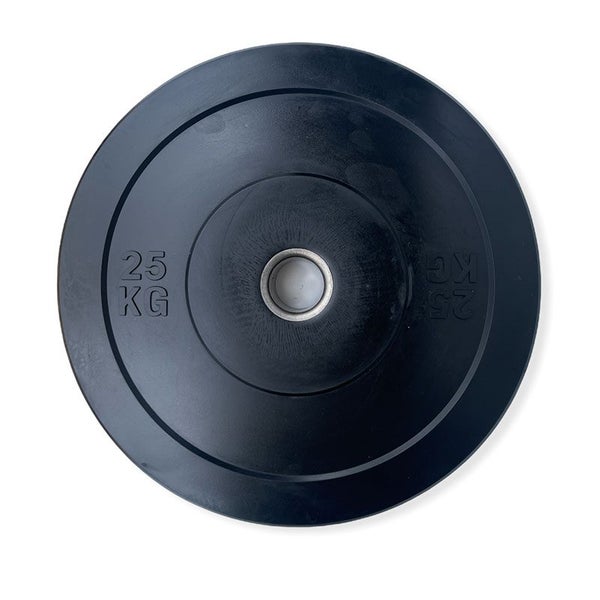 25KG Bumper Plates Black Rubber 510MM for 50mm Olympic Bar Carousel 1