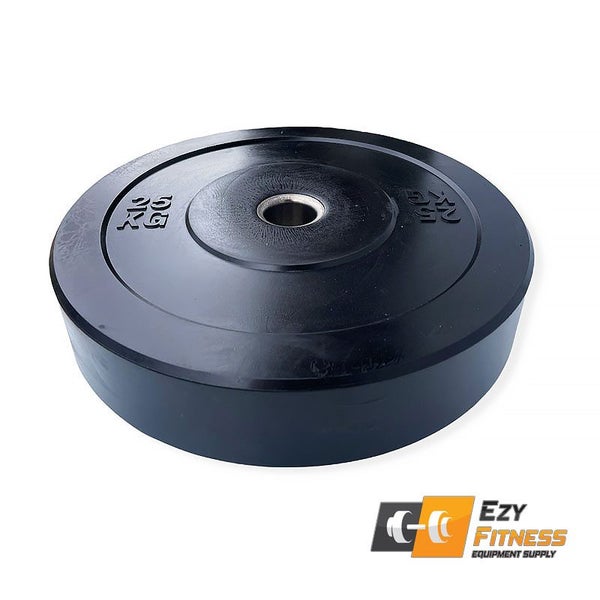 25KG Bumper Plates Black Rubber 510MM for 50mm Olympic Bar Carousel 2