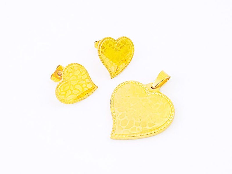 Stylish Heart Gold-Plated Earrings & Pendant Set Carousel 2
