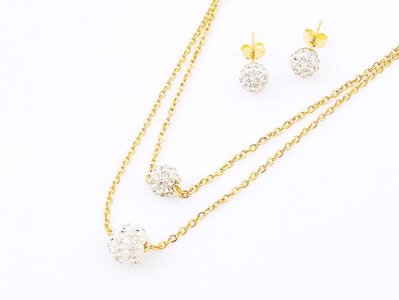 Titanium Zircon Gold Plated Earrings Necklace Set Carousel 2