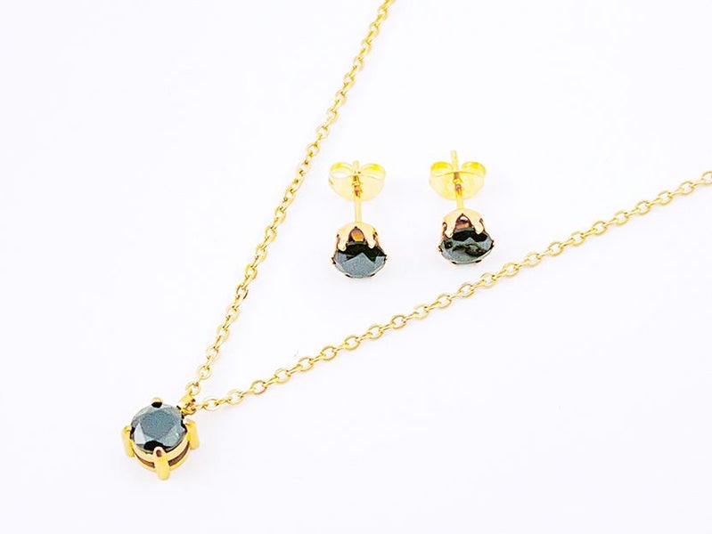 Zircon Gold-Plated Earrings Necklace Set Carousel 1