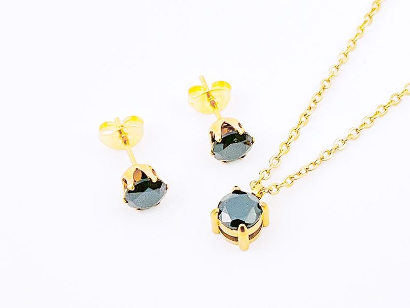 Zircon Gold-Plated Earrings Necklace Set Carousel 2