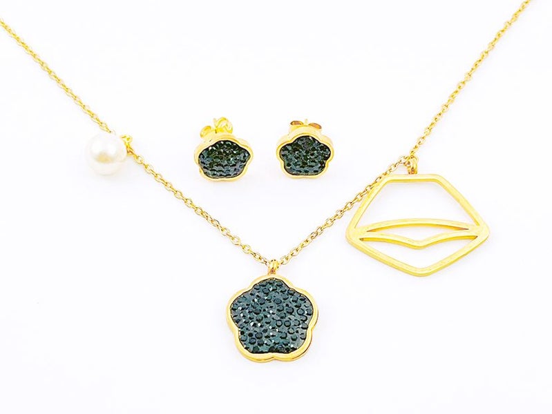 Zircon Starlight Gold-Plated Earrings and Necklace Set Carousel 2