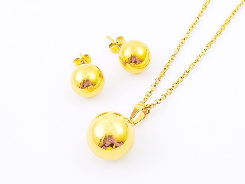 Classic Gold Plated Shiny Earrings and Necklace Set Carousel 1