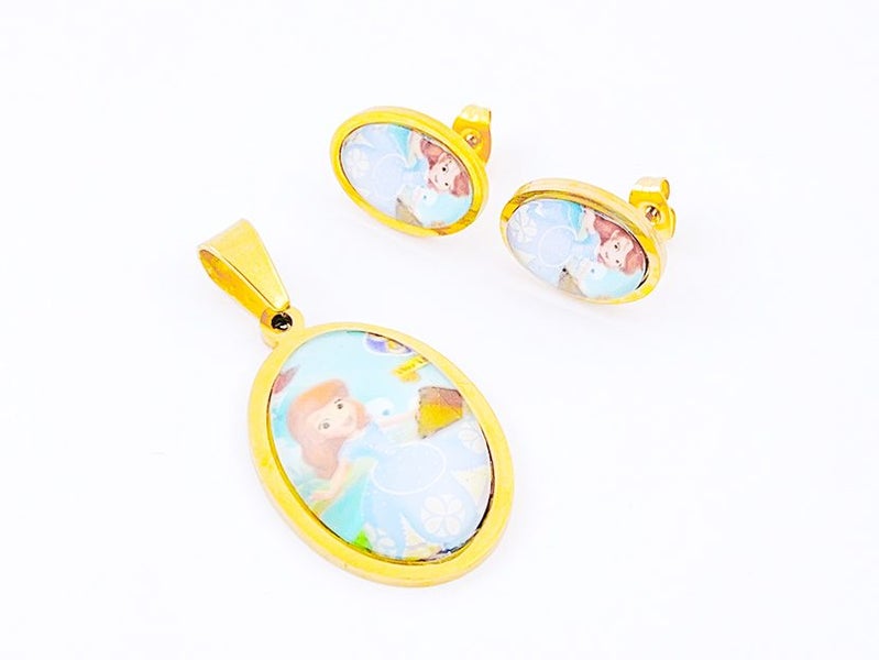 Cute Gold Plated Cartoon Earrings and Pendant Combination Carousel 1