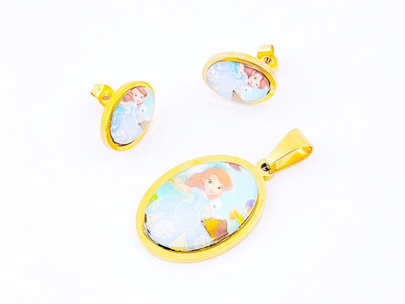 Cute Gold Plated Cartoon Earrings and Pendant Combination Carousel 2