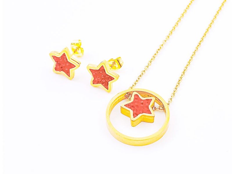 Elegant Titanium Steel Gold Plated Zircon Earrings and Necklace Combination Carousel 1