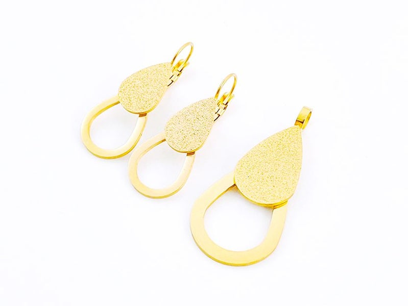 Stylish Gold-Plated Titanium Steel Earrings and Pendant Pairing Carousel 1