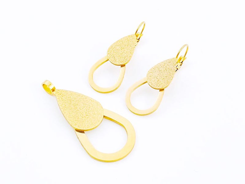 Stylish Gold-Plated Titanium Steel Earrings and Pendant Pairing Carousel 2