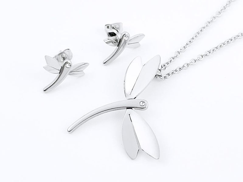 Zircon Dragonfly Earrings and Necklace Set Carousel 1