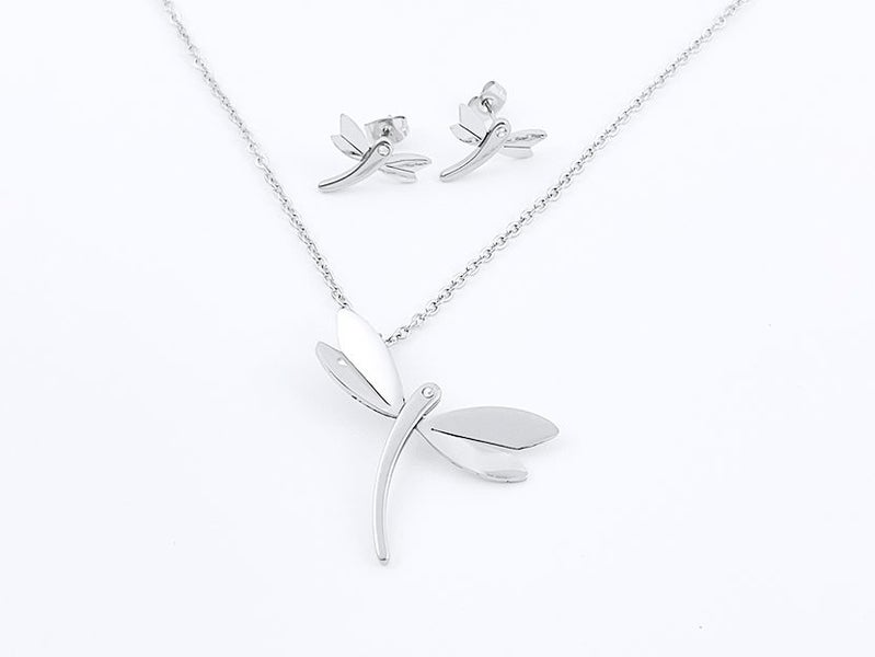 Zircon Dragonfly Earrings and Necklace Set Carousel 2