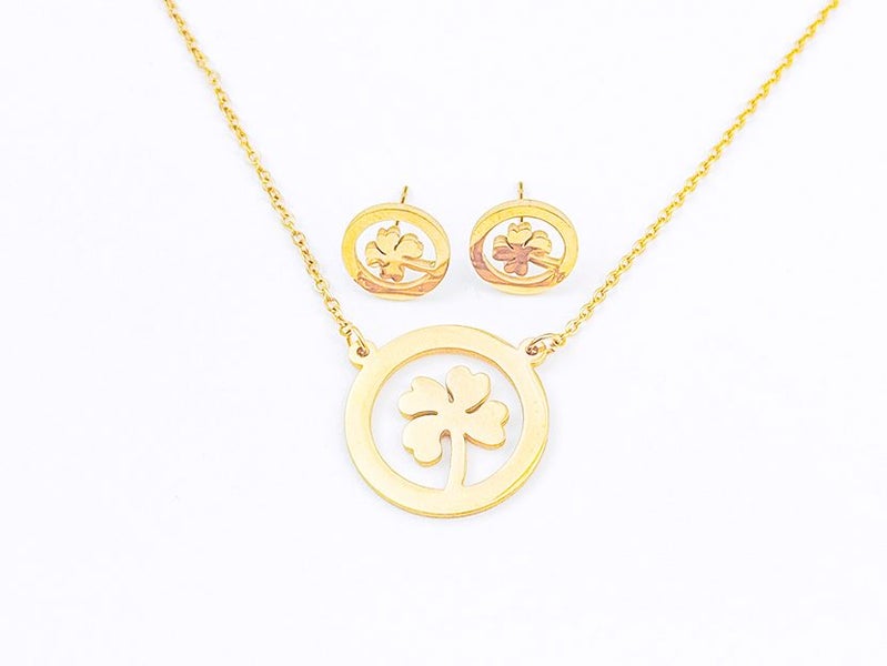 Shining Gold Plated Earrings Necklace Set Elegant on Ears Neck Carousel 1