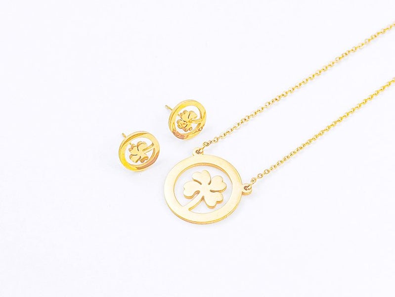 Shining Gold Plated Earrings Necklace Set Elegant on Ears Neck Carousel 2