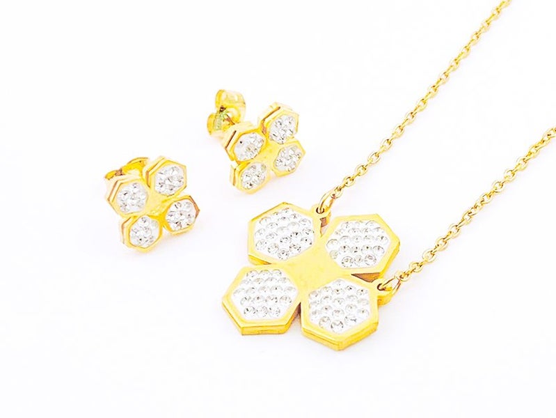 Zircon Starlight Gold-Plated Earrings and Necklace Set Carousel 1