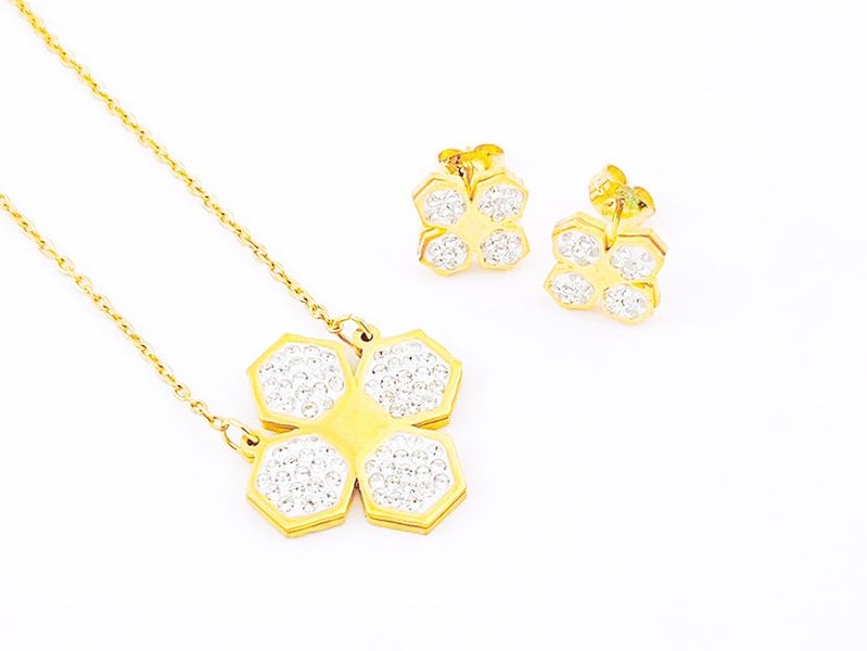 Zircon Starlight Gold-Plated Earrings and Necklace Set Carousel 2