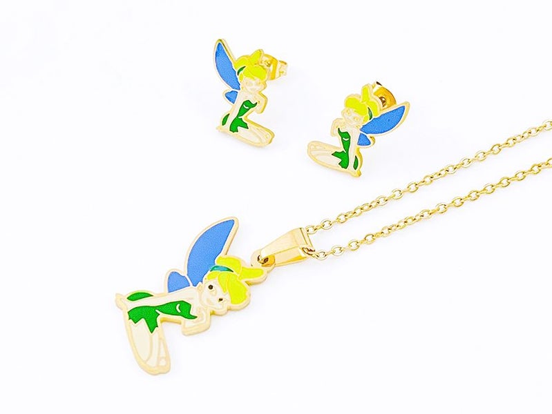 Adorable Cartoon Gold-Plated Earrings and Necklace Set Carousel 1