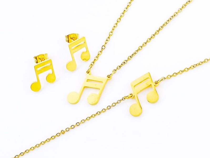 Melodic Rhyme Gold-Plated Musical Note Jewelry Trio Carousel 1