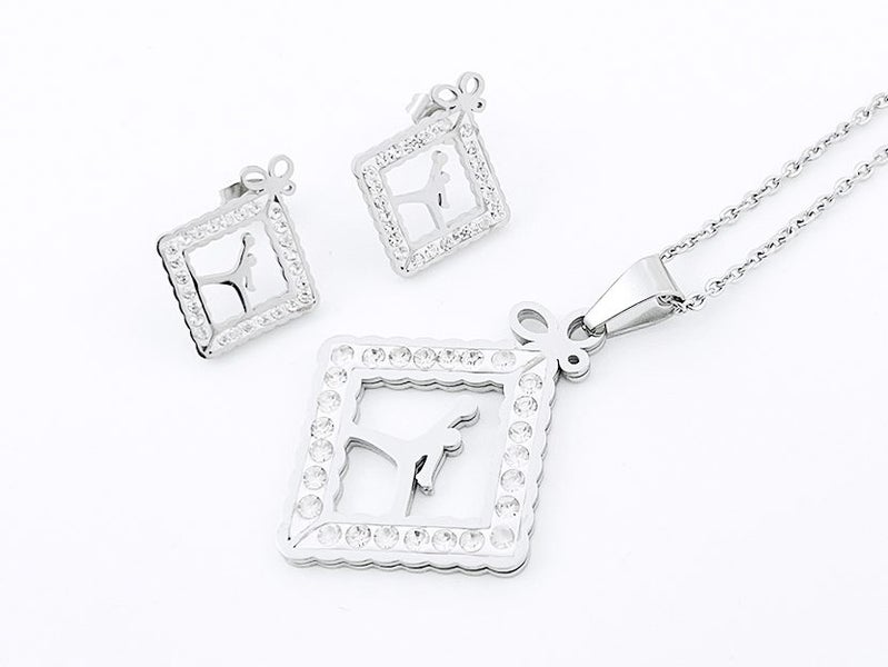 Titanium Steel Zircon Earrings and Necklace Set Carousel 1