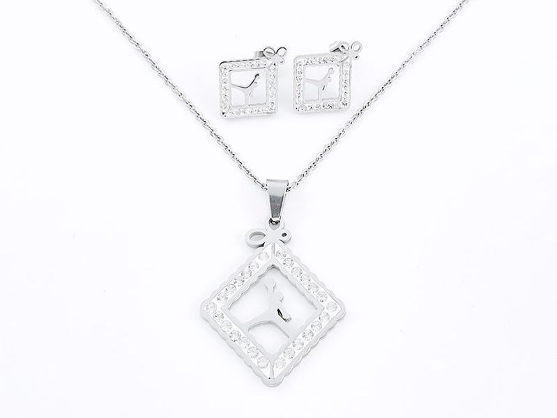 Titanium Steel Zircon Earrings and Necklace Set Carousel 2