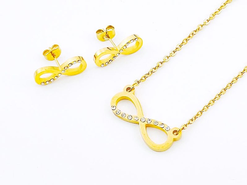 Gold Plated Zircon Earrings and Necklace Set Carousel 1