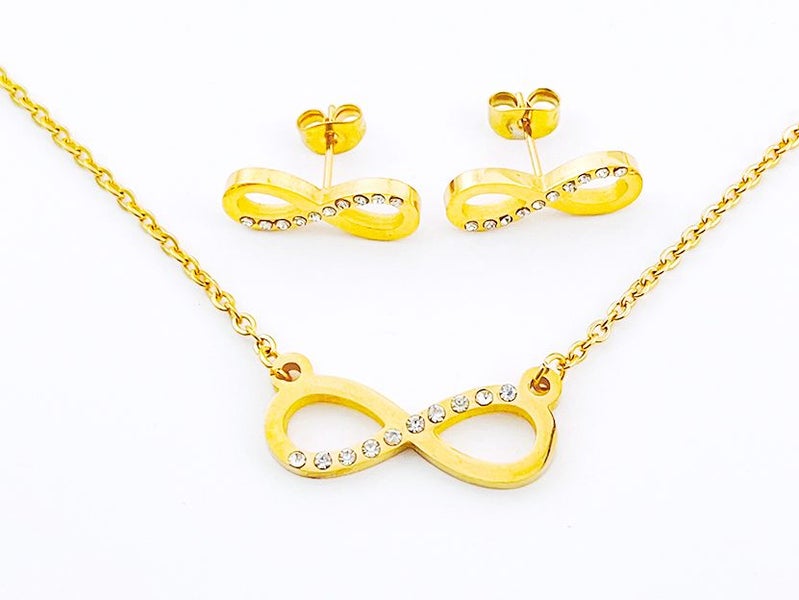 Gold Plated Zircon Earrings and Necklace Set Carousel 2