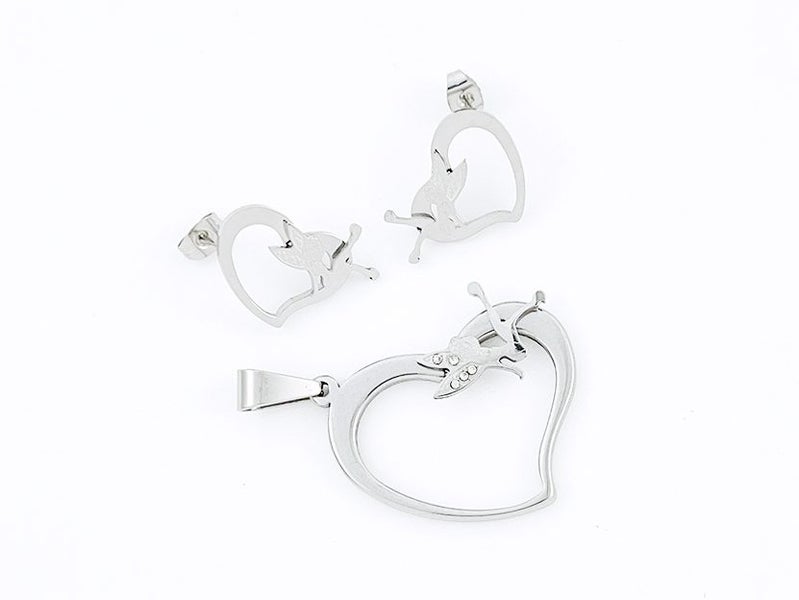 Platinum Heart Earrings and Pendant Set Carousel 2