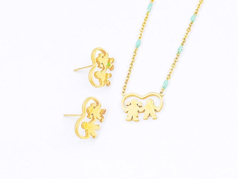 Gold Plated Beauty on Ears Neck Earrings Necklace Set Carousel 2