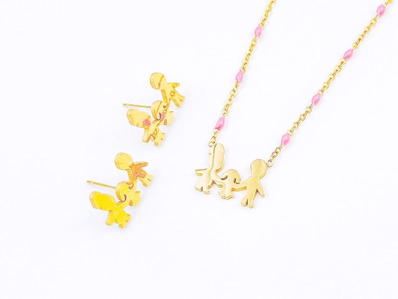 Gold Plated Beauty on Ears Neck Earrings Necklace Set Carousel 1