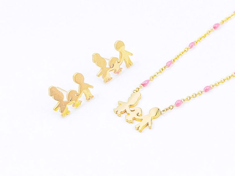 Gold Plated Beauty on Ears Neck Earrings Necklace Set Carousel 2