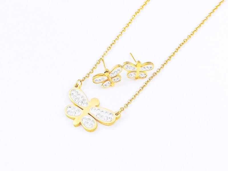 Sparkling Zirconia Gold Plated Earrings and Necklace Set Carousel 1