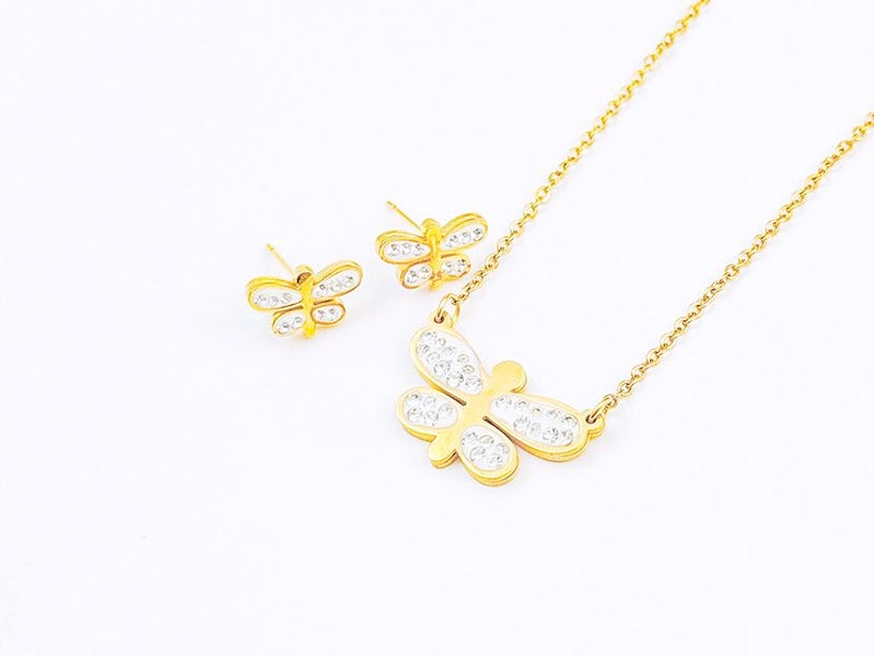 Sparkling Zirconia Gold Plated Earrings and Necklace Set Carousel 2